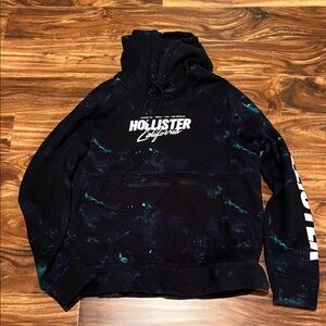 Hollister men’s black with green tie dye hoodie